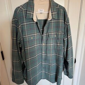 American Eagle Green Plaid heavy flannel Shirt